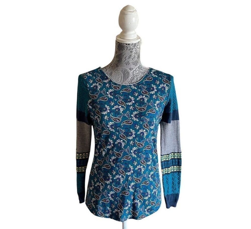 Sundance Sharrar Floral Paisley Print Thermal Knit Top